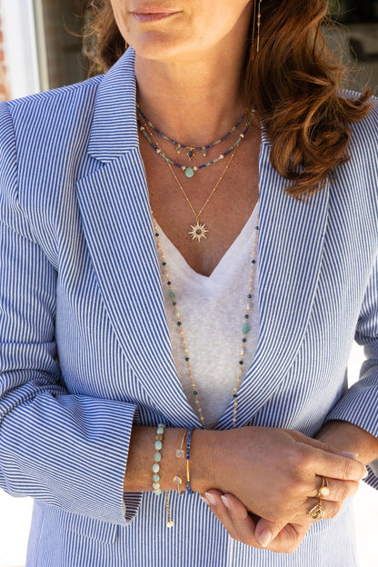 Collier Ysatis en pierres fines de Lapis -lazuli et amazonite