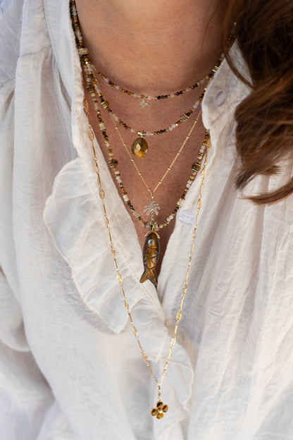 Collier Aria en pierre d'oeil du tigre