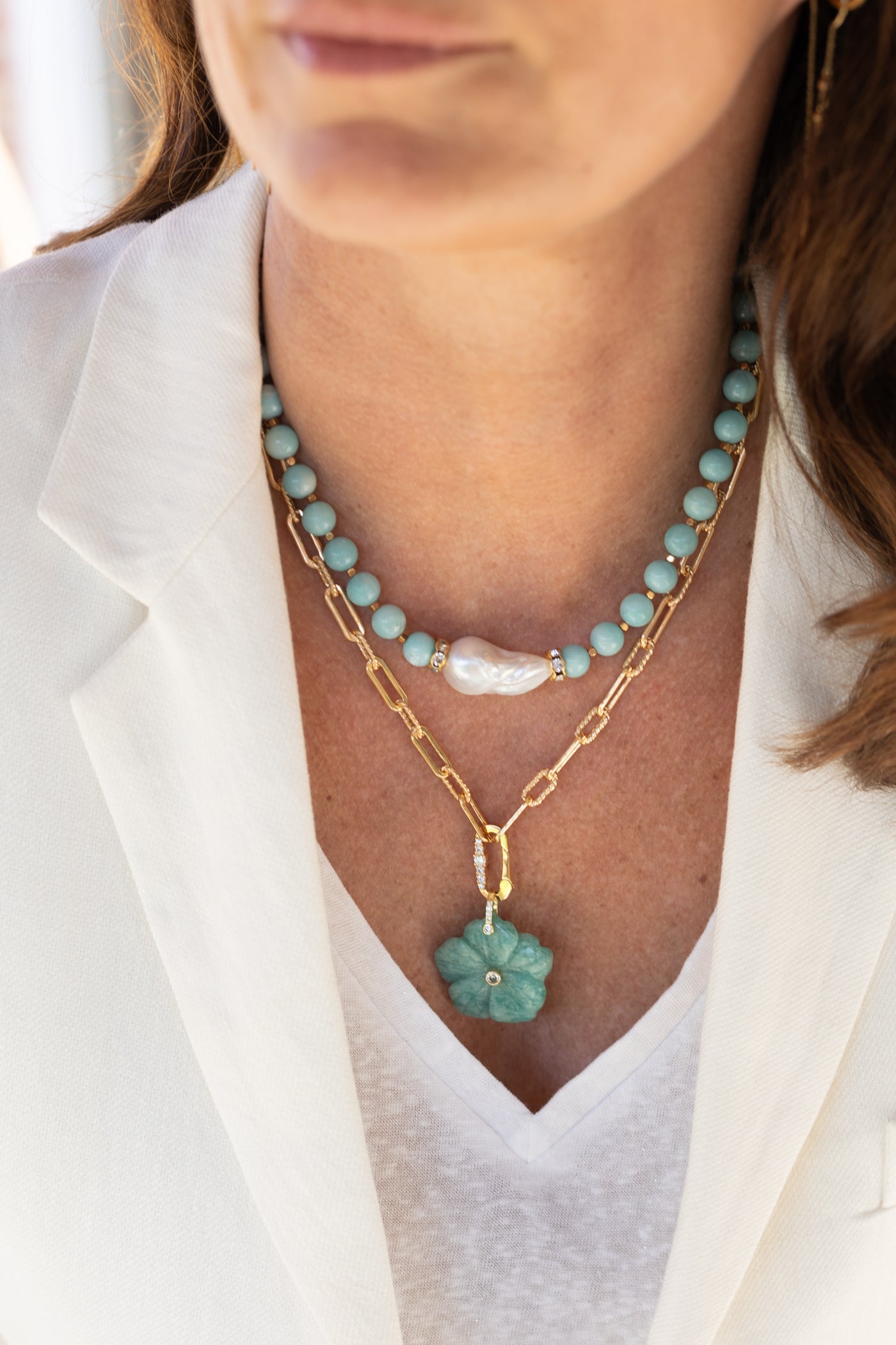 Collier Amanda Amazonite perle d'eau douce