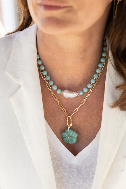 Collier Amanda Amazonite perle d'eau douce