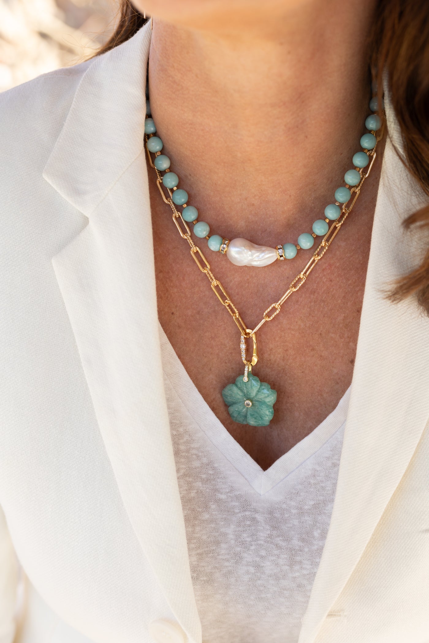 Collier Amanda Amazonite perle d'eau douce