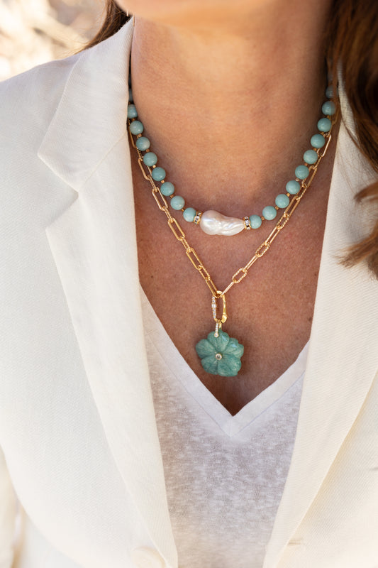 Collier Amanda Amazonite perle d'eau douce