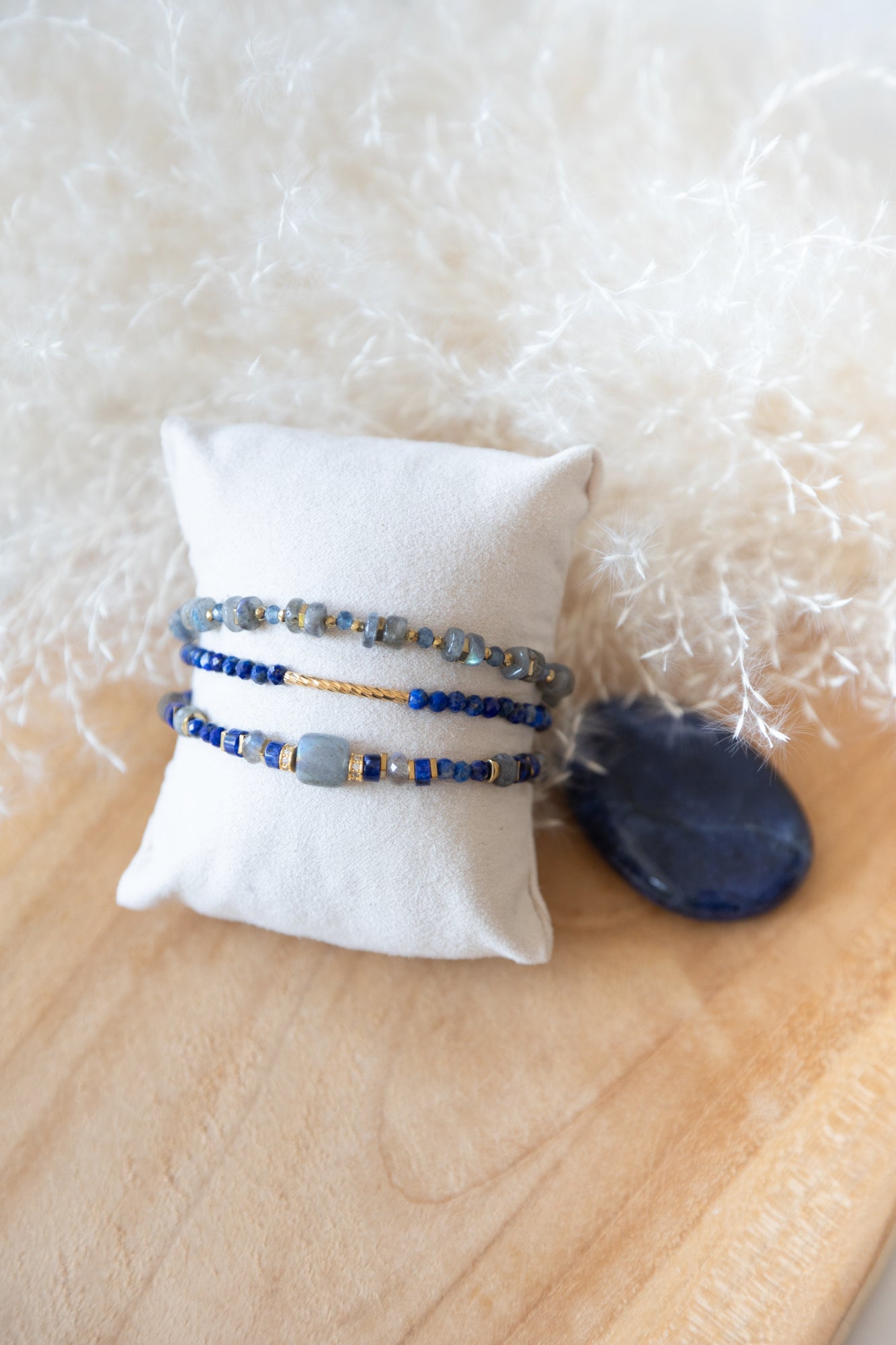 Bracelet Sloane en pierres de Labradorite et Lapis-Lazuli