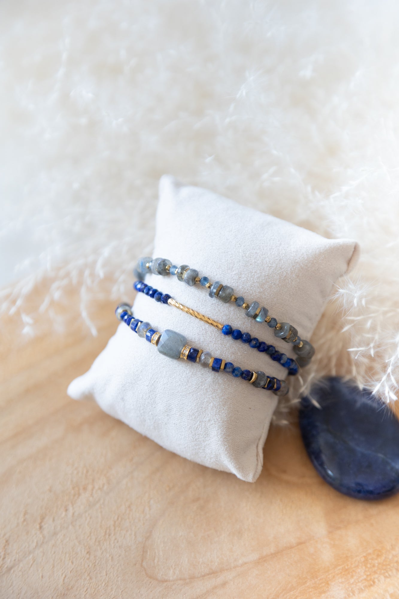 Bracelet Sloane en pierres de Labradorite et Lapis-Lazuli