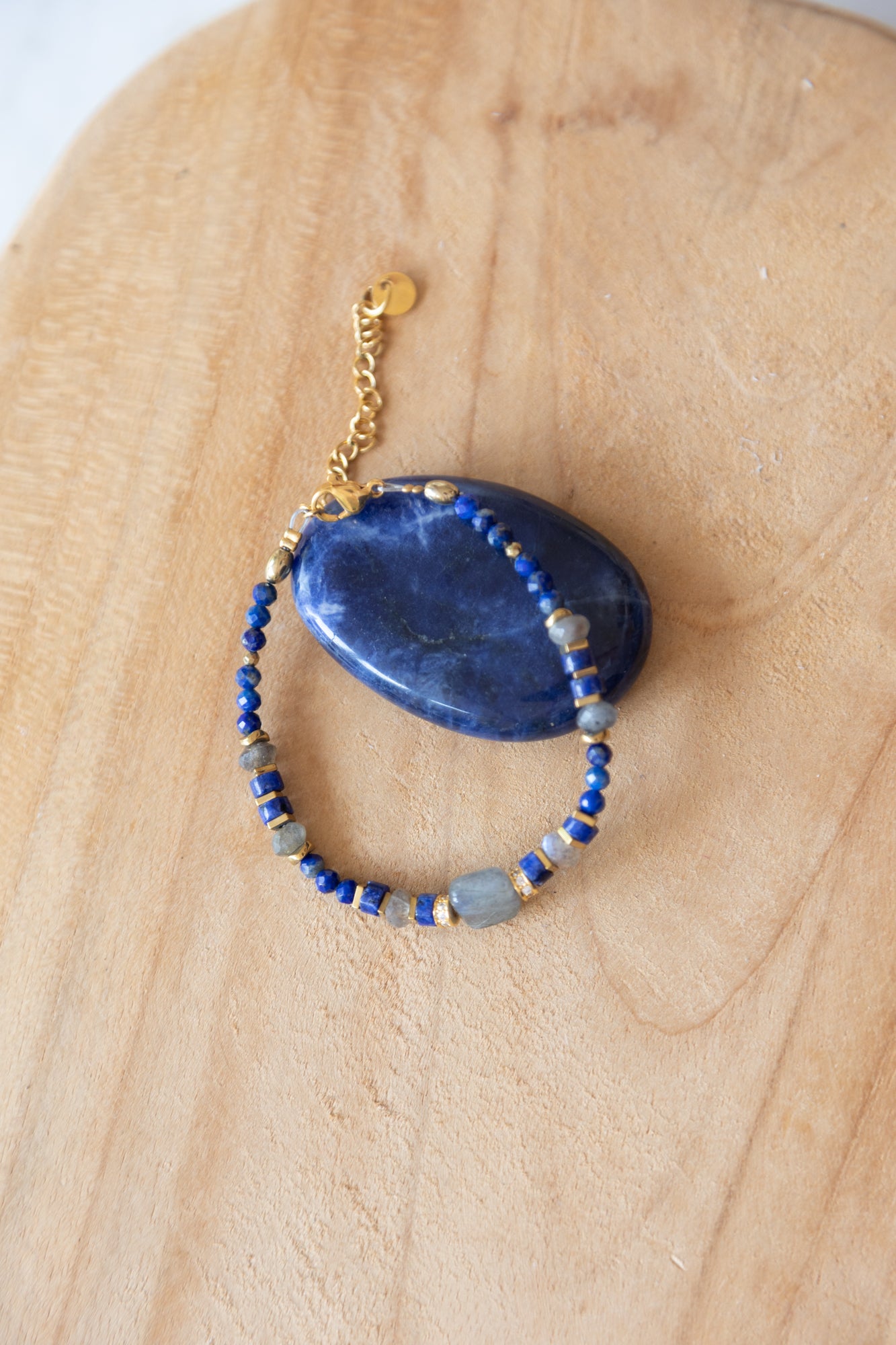 Bracelet Sloane en pierres de Labradorite et Lapis-Lazuli