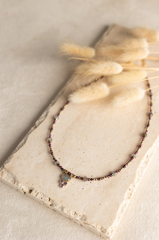 Collier Gabie Labradorite et Grenat 