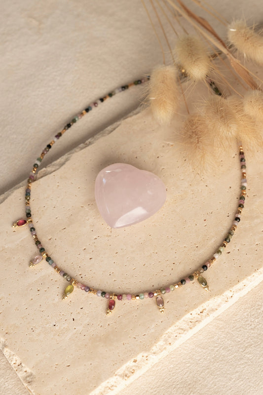 Collier Grasse en tourmalie multicolore