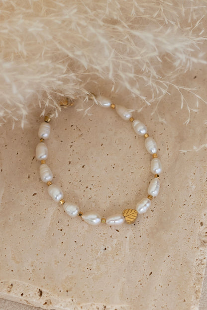 Bracelet perles d'eau douce feuille
