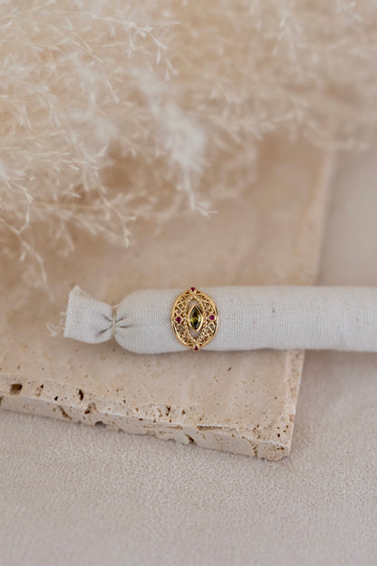 Bague Gabie en grenat rouge et vert 