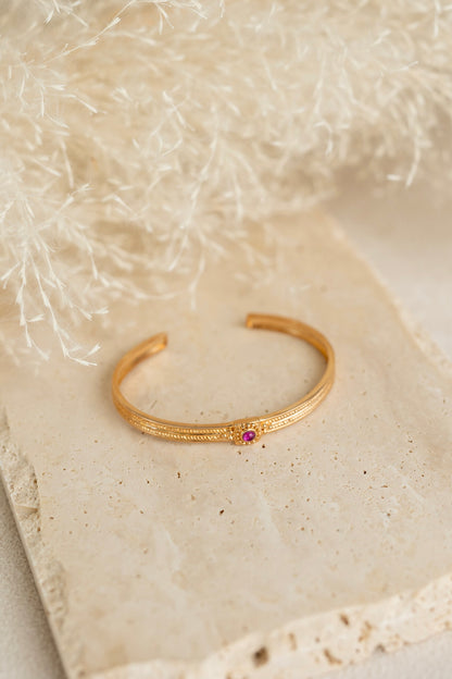 Bracelet jonc pierre tourmaile rose