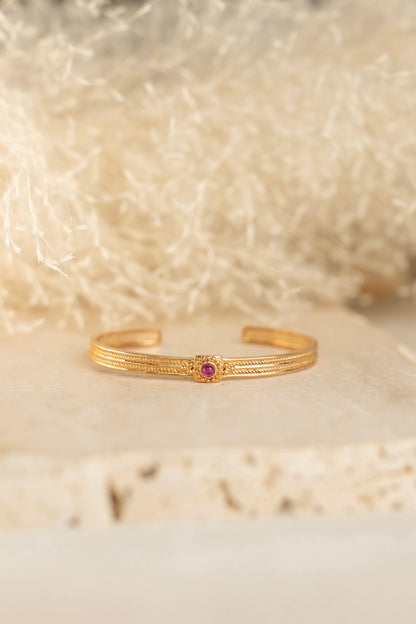 Bracelet jonc pierre tourmaile rose