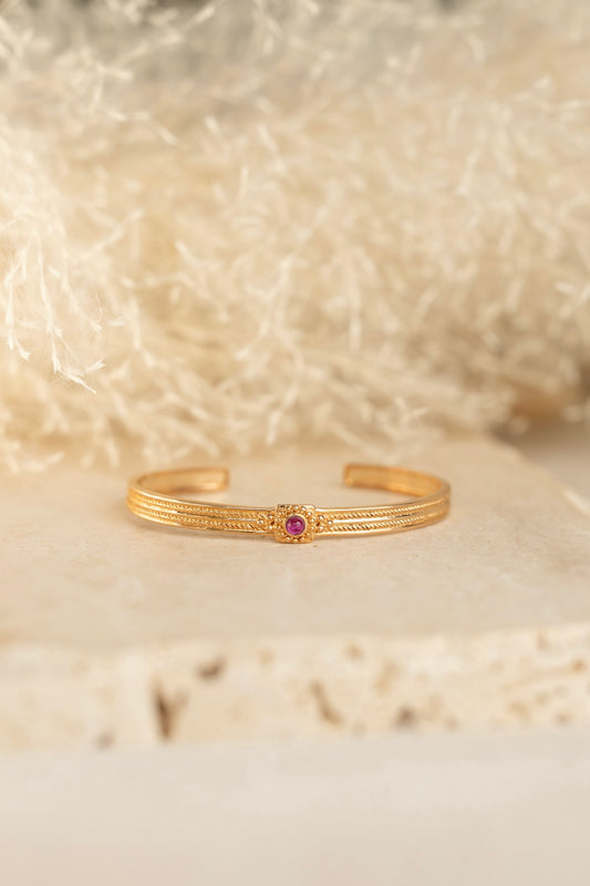 Bracelet jonc pierre tourmaile rose