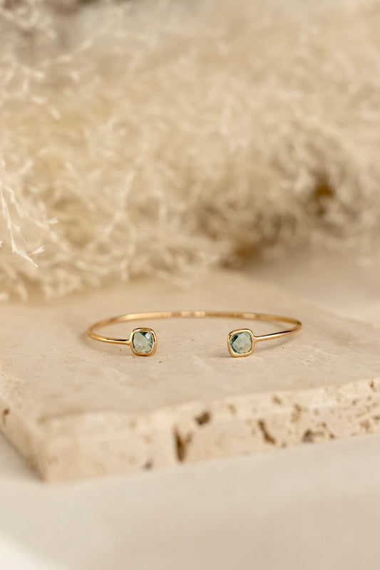 Bracelet jonc Nina en pierre de calcédoine bleu
