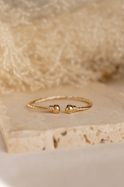 Bracelet jonc Ava torsadé boules or