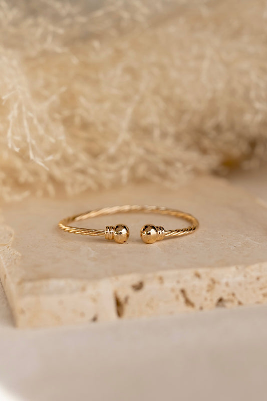 Bracelet jonc Ava torsadé boules or