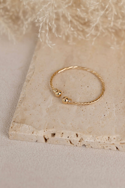 Bracelet jonc Ava torsadé boules or