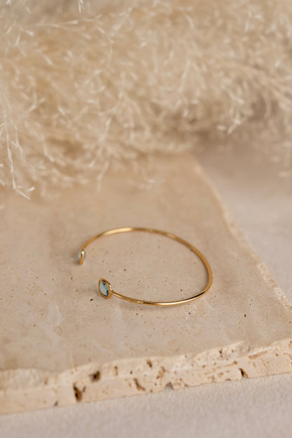 Bracelet jonc Nina en pierre de calcédoine bleu