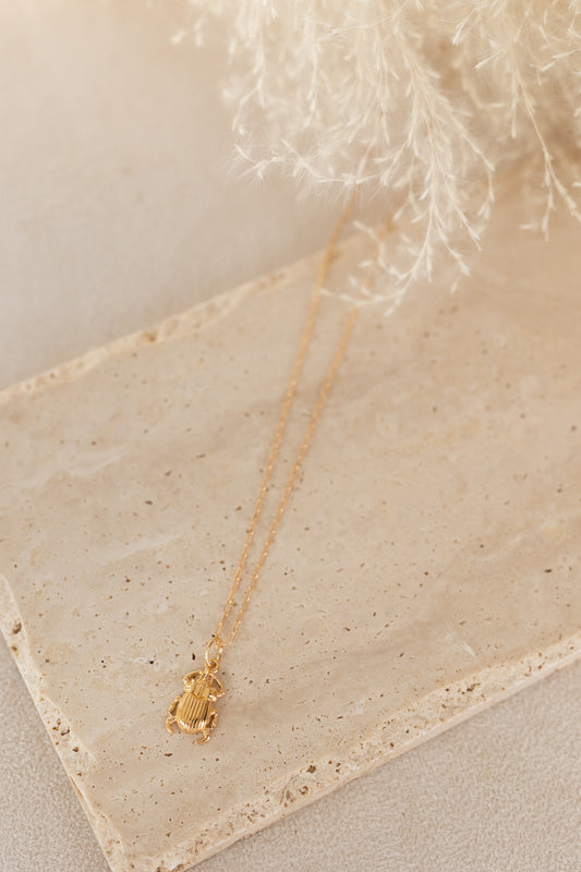 Collier chaîne Baby Scarabé plaqué Or 14K, 3 microns