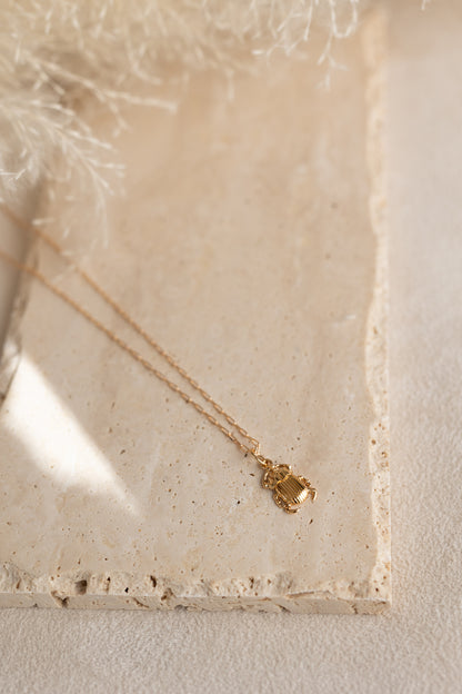 Collier chaîne Baby Scarabé plaqué Or 14K, 3 microns