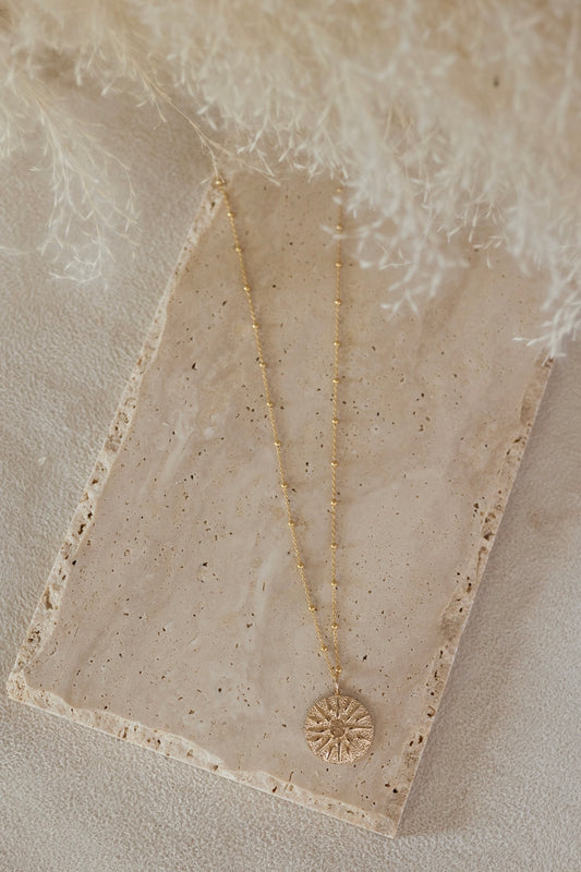 Collier Sun en plaqué or 14K, 3 microns Soleil