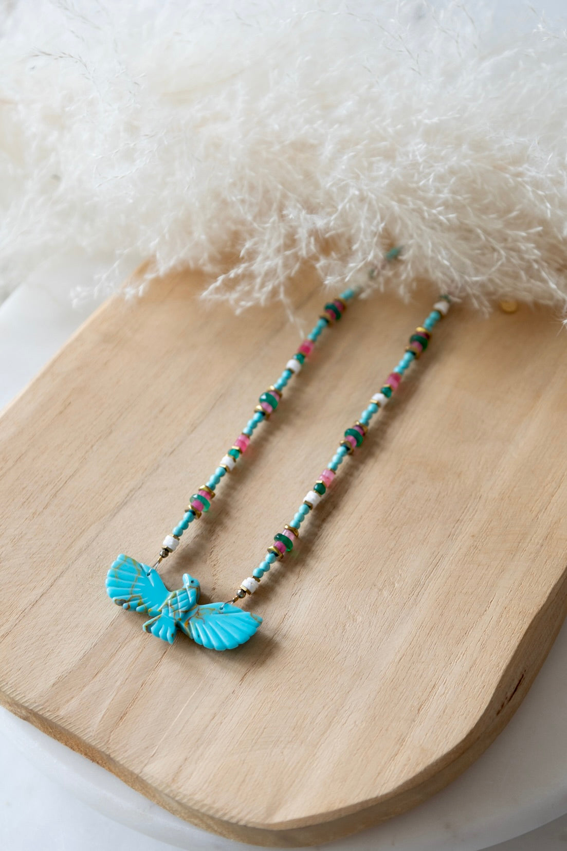 Collier Birdy Turquoise Rose