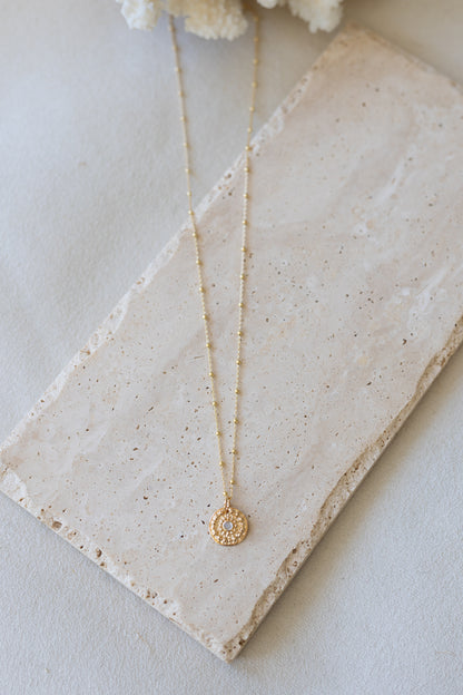 Collier Cerra chaîne plaquée or 14K, 3 microns pierre de lune