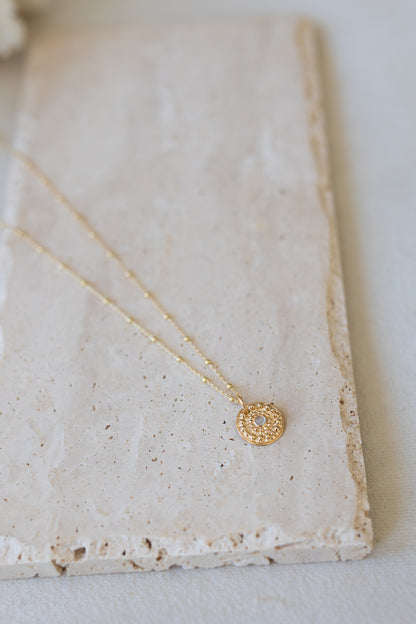 Collier Cerra chaîne plaquée or 14K, 3 microns pierre de lune