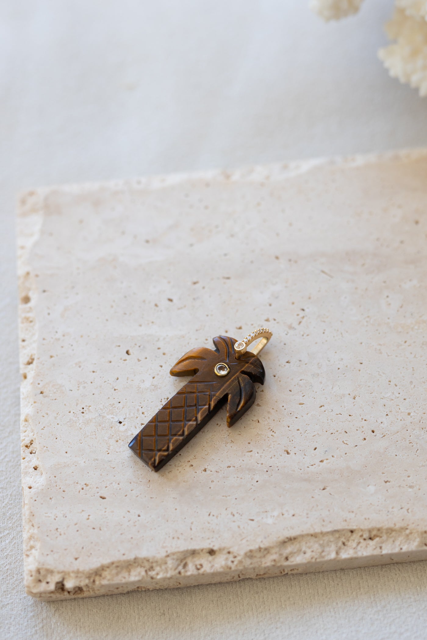 Pendentif Palmier oeil du tigre