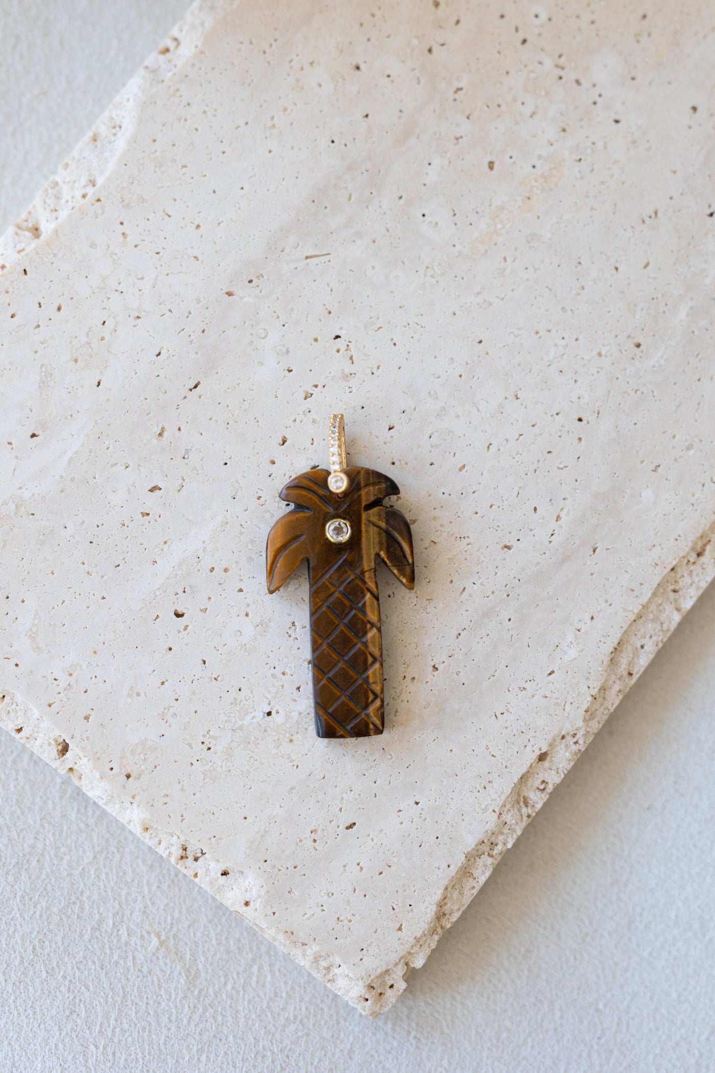 Pendentif Palmier oeil du tigre