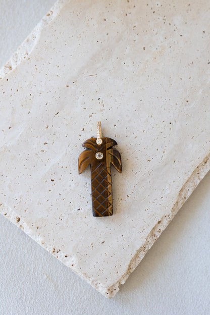 Pendentif Palmier oeil du tigre