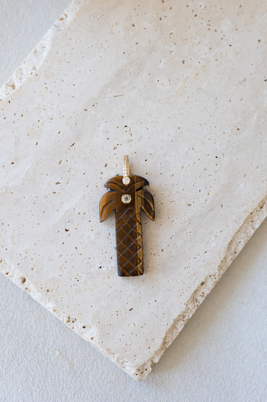 Pendentif Palmier oeil du tigre