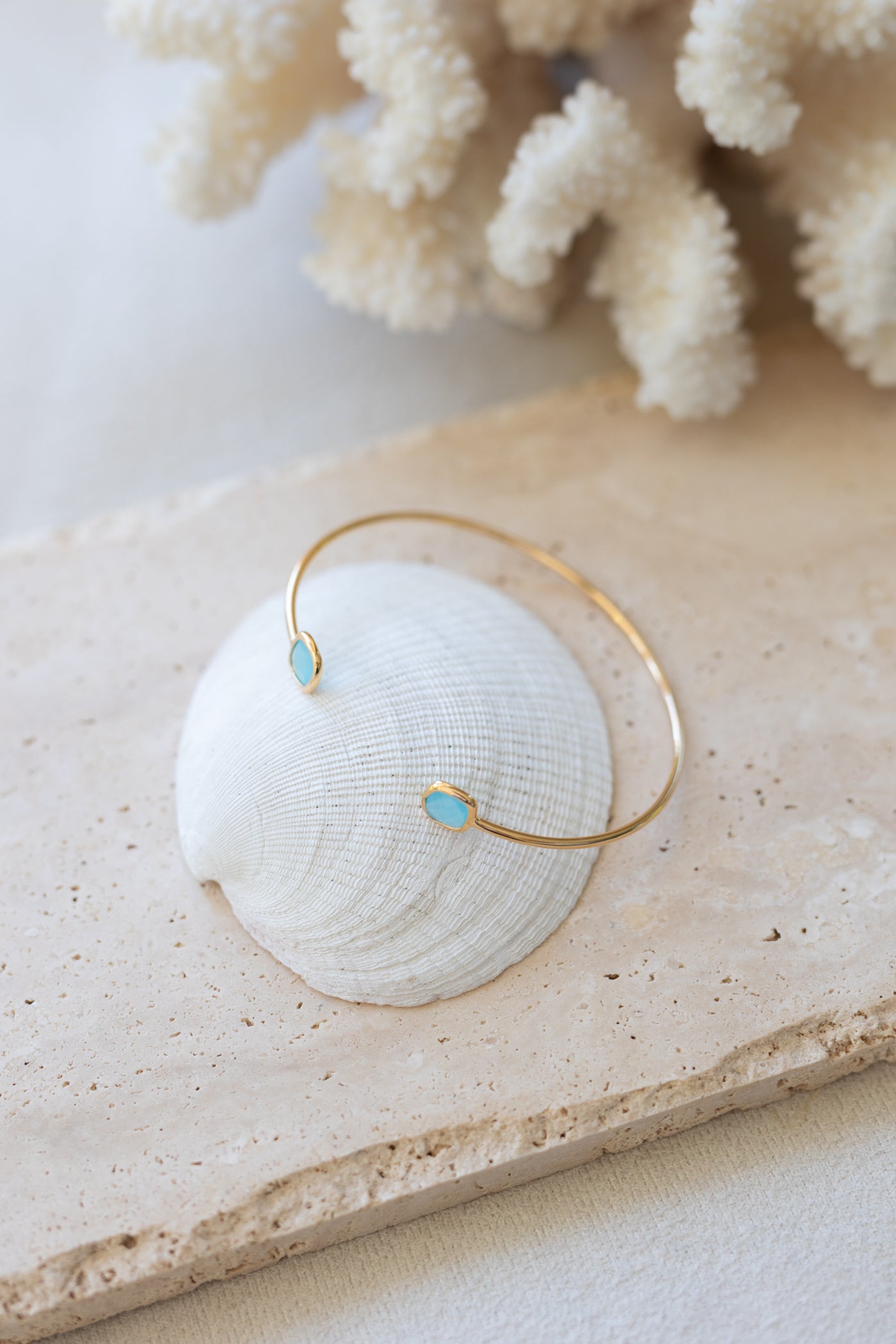 Bracelet  jonc turquoise or