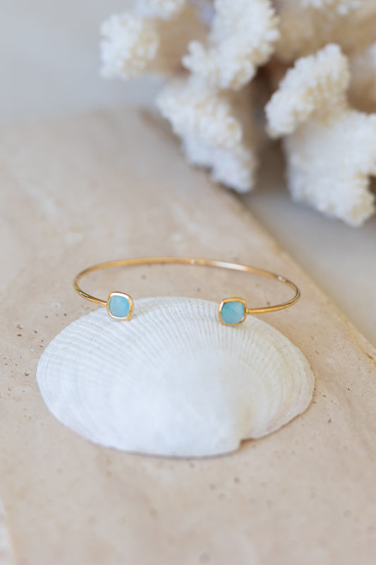 Bracelet  jonc turquoise or