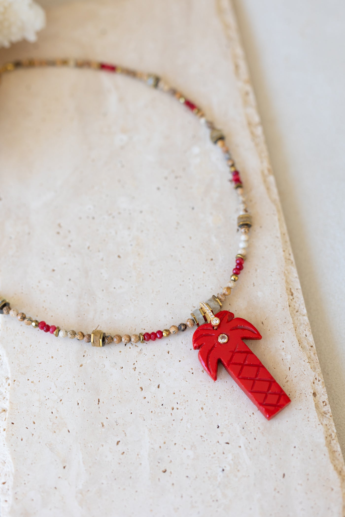 Collier Palmier jaspe rouge