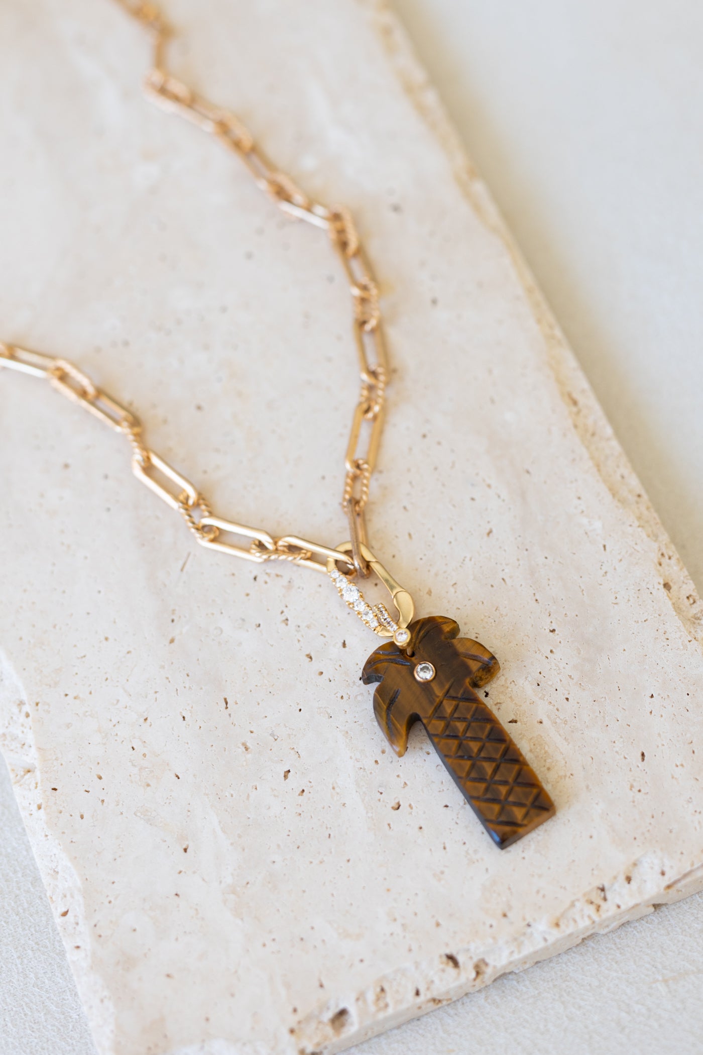 Pendentif Palmier oeil du tigre