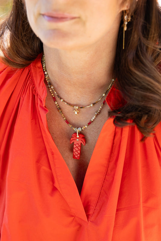 Collier Palmier jaspe rouge