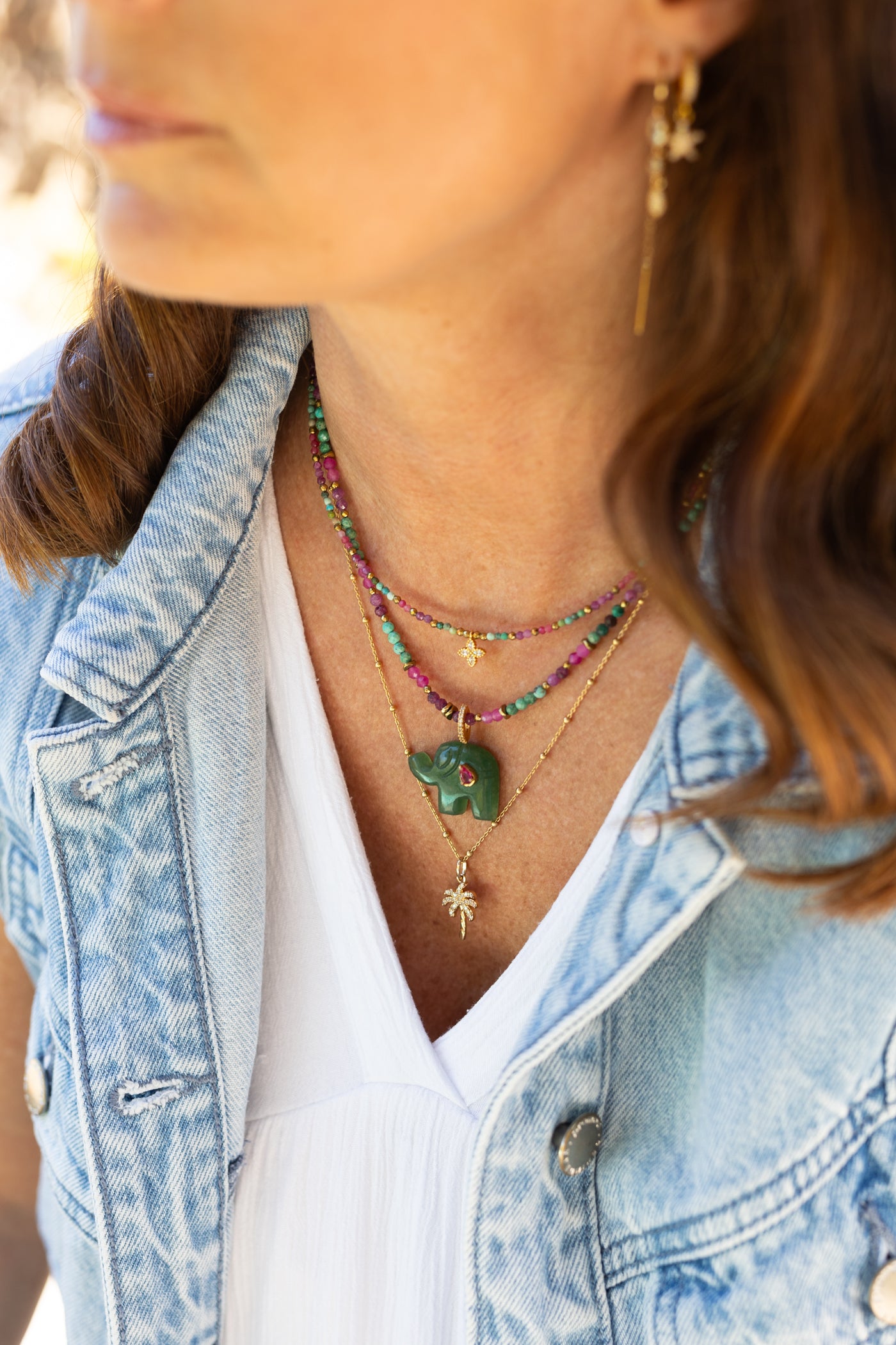 Collier Nala Aventurine rubis calcédoine et chrysocolle et amazonite