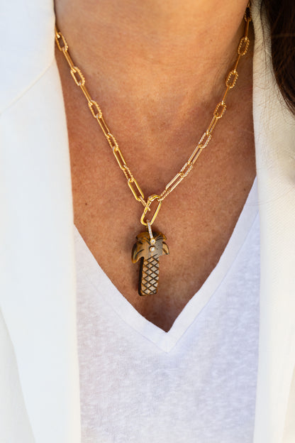 Pendentif Palmier oeil du tigre