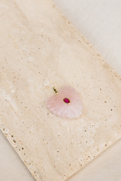 Pendentif Love quartz rose