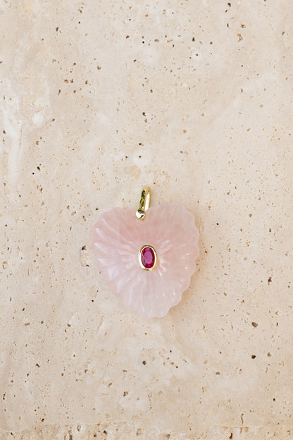 Pendentif Love quartz rose