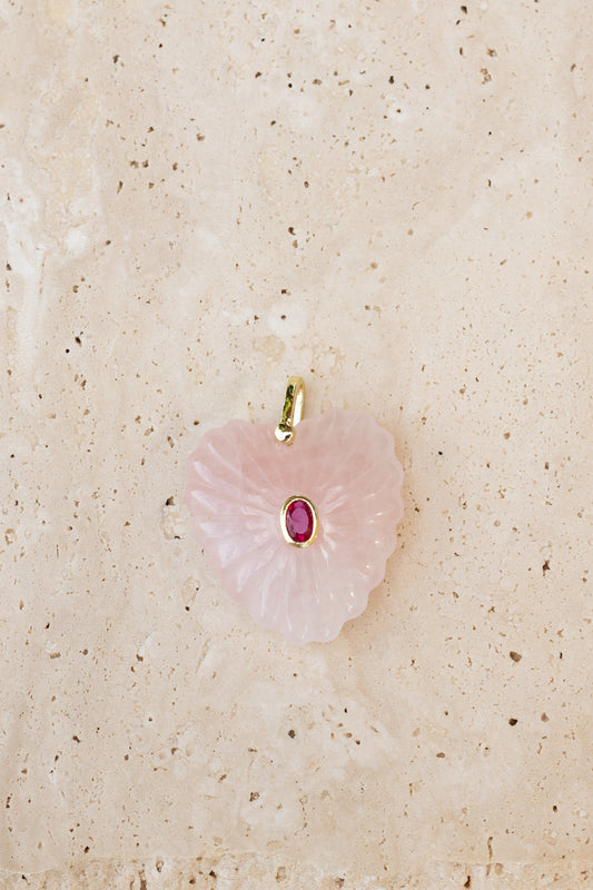 Pendentif Love quartz rose