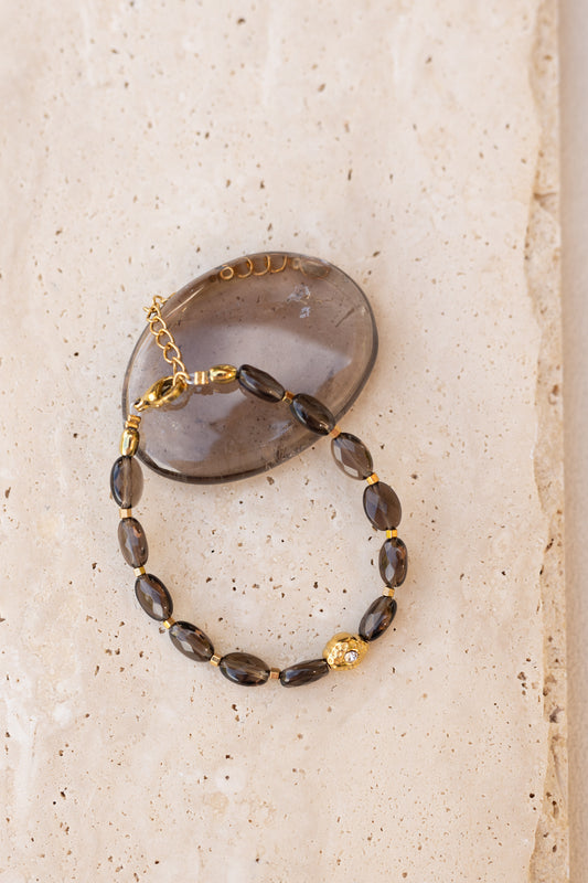Bracelet Tania quartz fumé marron