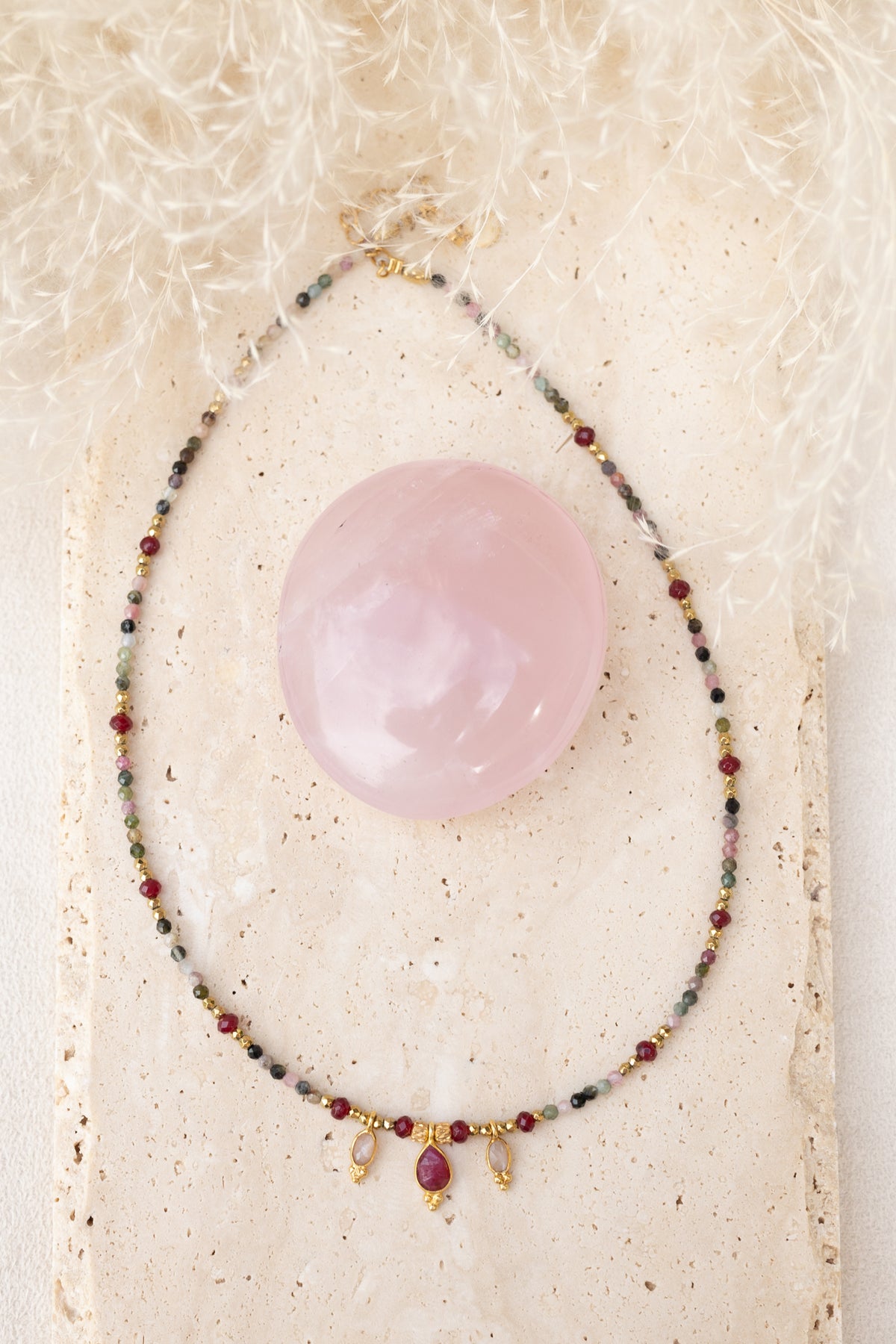 Collier Tess pierred e tourmaline multicolore