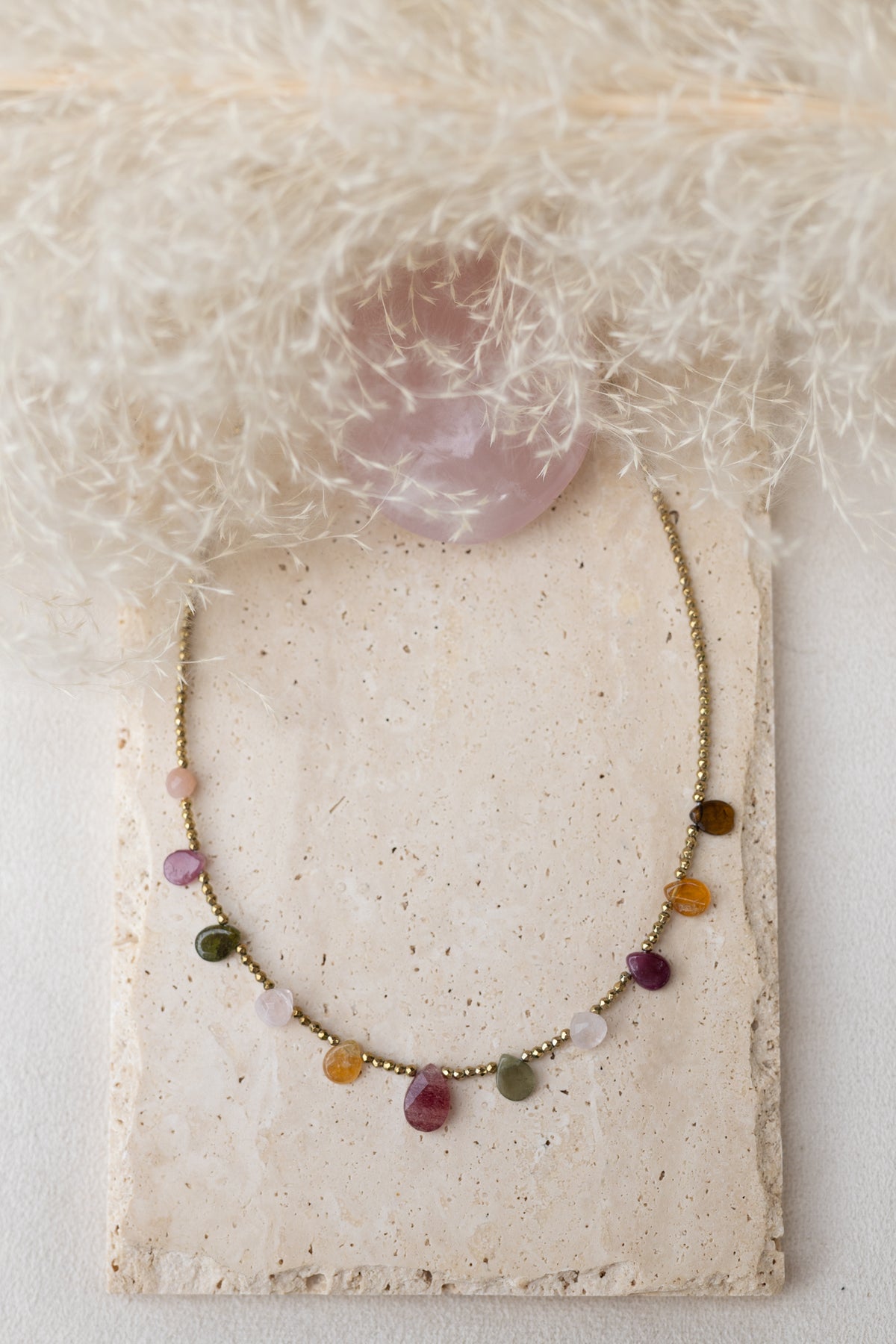 Collier Charlize tourmaline rose pierres fines 