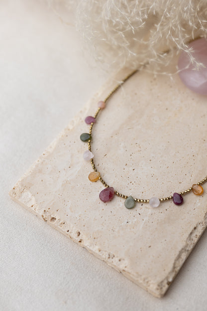 Collier Charlize tourmaline rose pierres fines 