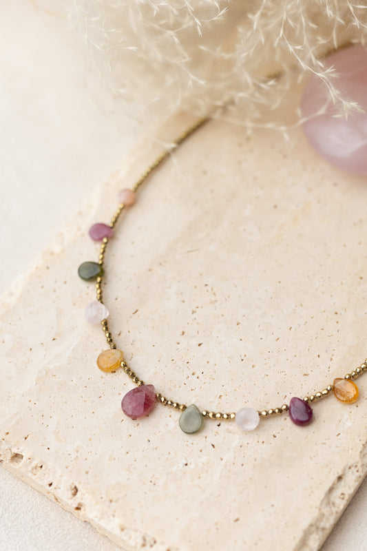 Collier Charlize tourmaline rose pierres fines 