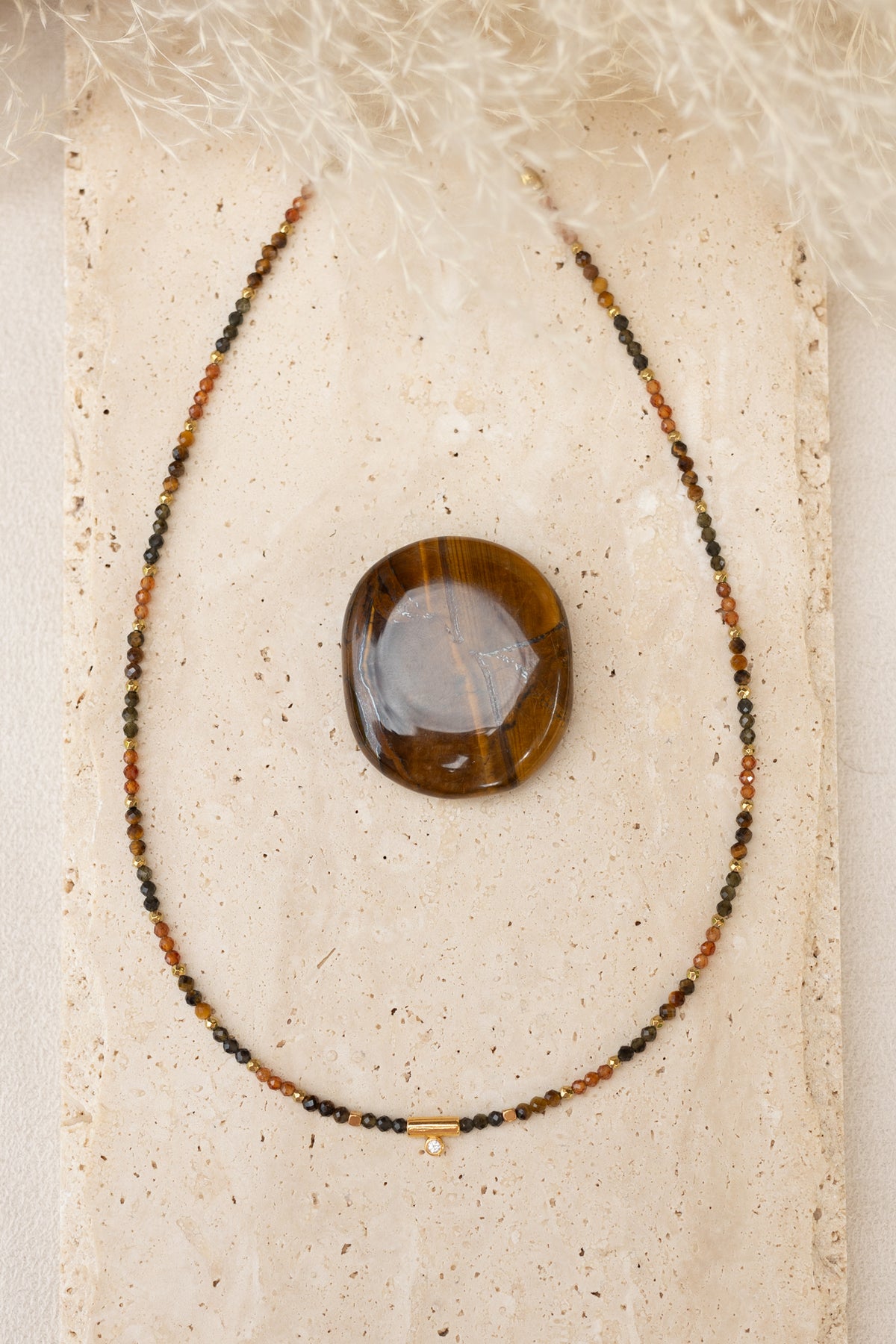 Collier Tiago pierre naturelles marron