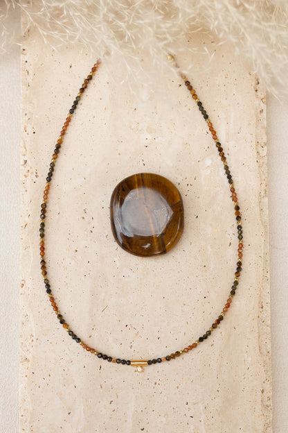 Collier Tiago pierre naturelles marron
