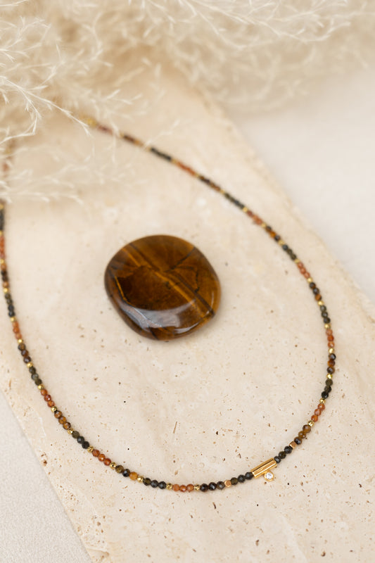 Collier Tiago pierre naturelles marron