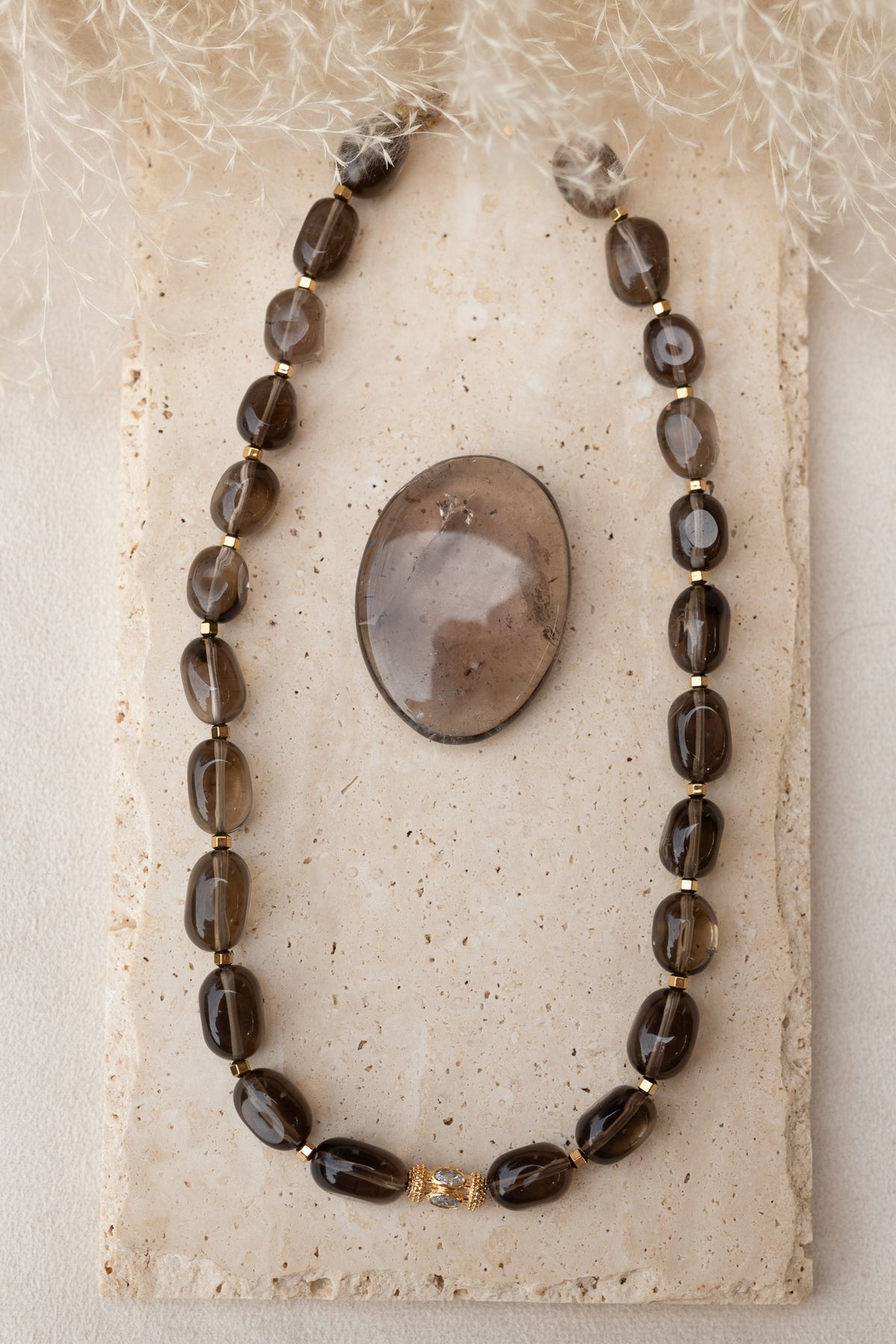 Coliier Tia quartz fumé marron